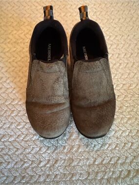 Merrell Kids Jungle Moc Brown Suede Slip-On Loafers Size 13